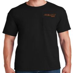 29MP-Black T-Shirt with Pocket with Front and Back FEAM Logo.