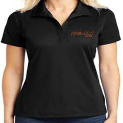 2601 Women’s V-Neck Solid Mech Tech Polo with FEAM Logo.