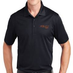 2600BLK Men’s Black Solid Mesh Tech Polo with FEAM Logo.